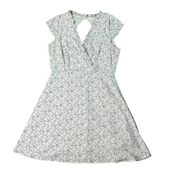 Lulus Off-White Floral Print Dress Mini Open Back Ruffle Size Medium Women's - Picture 1 of 12